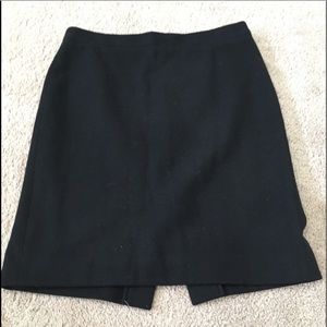 J Crew black wool skirt w/lining back slit & zip